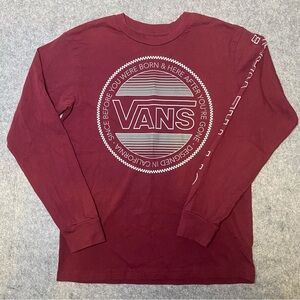 Vans Boys Burgundy Graphic Long Sleeve Tee, Size SM (8-10)